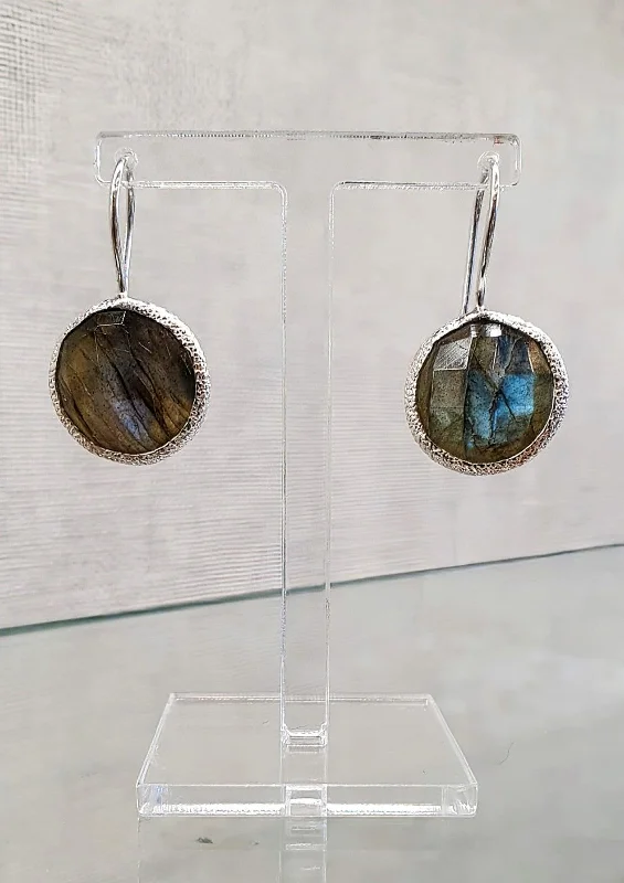 Luxury Gemstone Earrings-Sterling Silver and Labradorite Drop Earrings