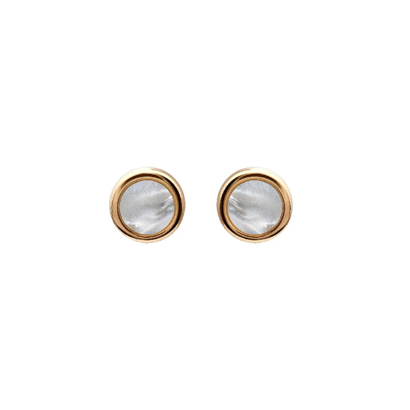 Vintage Inspired Earrings-Unique & Co 18ct Gold Mother of Pearl Stud Earrings