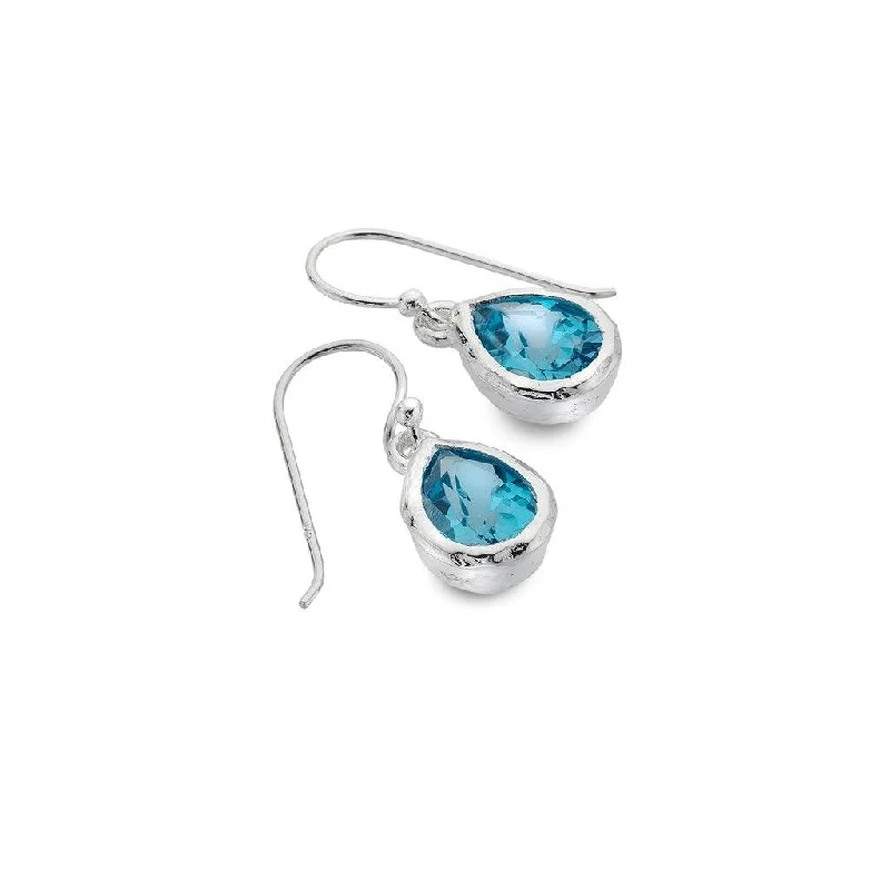 Luxury Gold Earrings-Sea Gems Blue Topaz Ocean Droplet Earrings