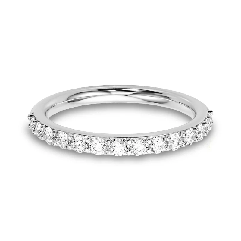 Fashionable Ruby Ring-Delicate Stackable Round Diamond Anniversary Band