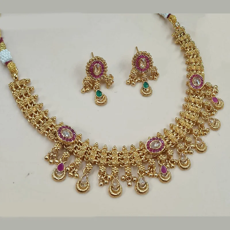 Handmade Necklace-Padmawati Bangles Gold Plated Crystal Stone Necklace Set