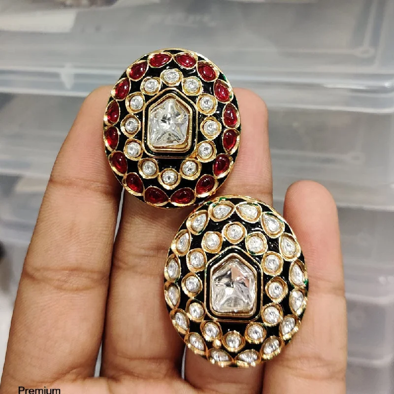 Handcrafted Silver Ring-JCM Gold Plated Kundan Stone And  Meenakari Ring