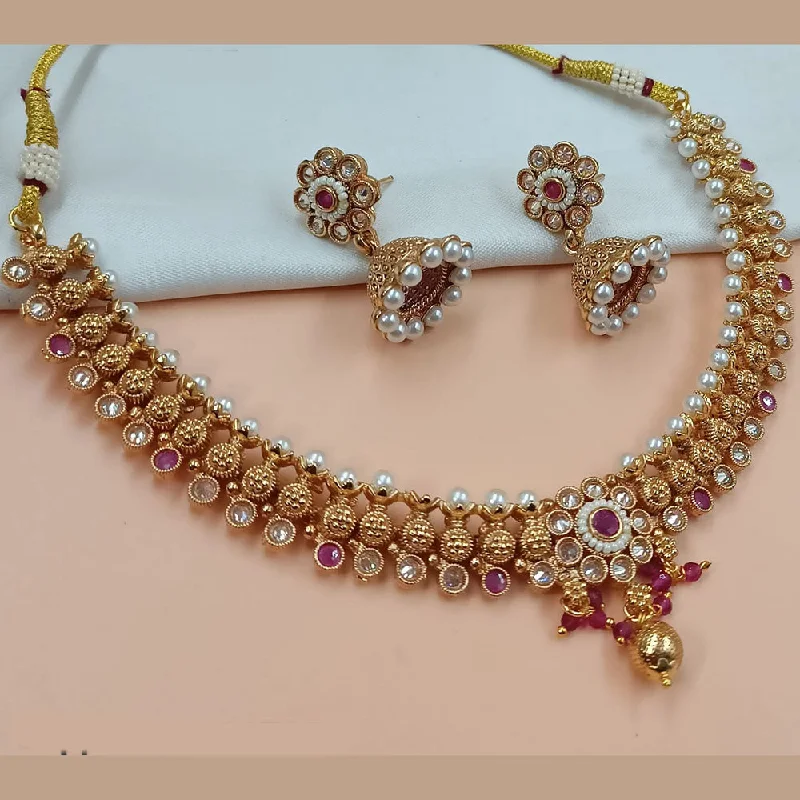 Elegant Turquoise Necklace-Padmawati Bangles Gold Plated Crystal Stone And Pearls Necklace Set