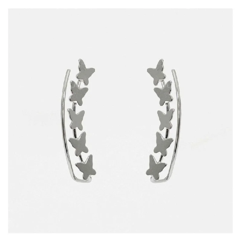 Customizable Hoop Earrings-Kingsley Ryan Sterling Silver Butterfly Ear Crawlers