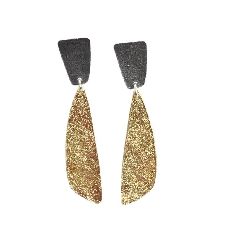 Classic Round Earrings-Gold & Sterling Silver Organic Drop Earrings