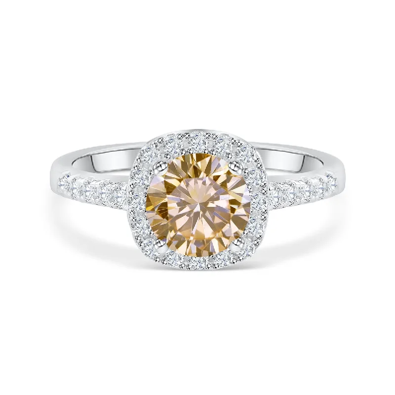 Classic Gold Band Ring-The Halo - Morganite