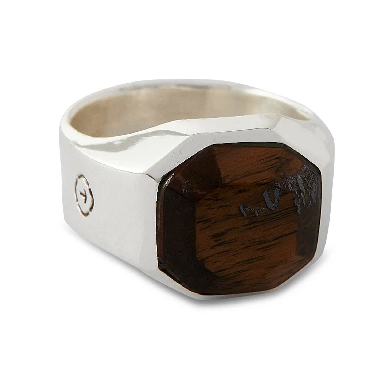 Gemstone Stacking Ring-Hexagonal Ring & Coffee Tiger Eye