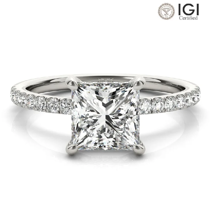 Fancy Engagement Ring-Noa Princess Lab Grown Diamond Solitaire Engagement Ring IGI Certified