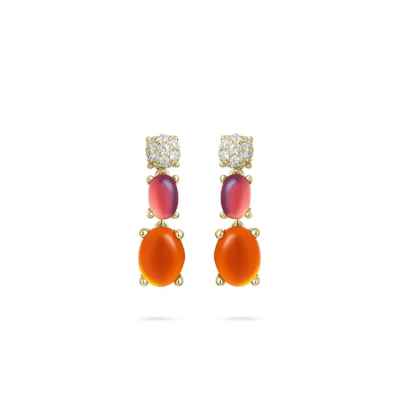 Simple Stud Earrings-Orange and Cubic Zirconia Drop Earrings