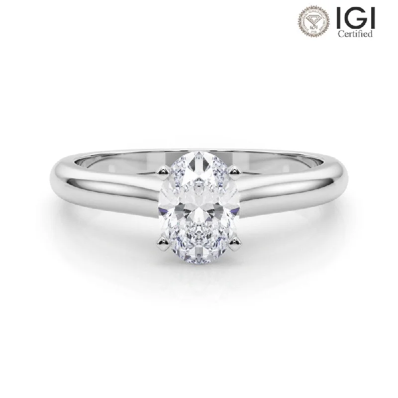 Black Diamond Ring-Isabella Oval Lab Grown Diamond Solitaire Engagement Ring IGI Certified