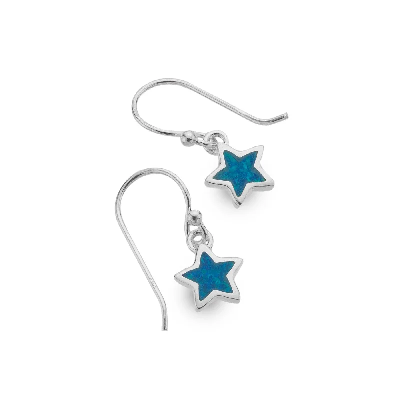 Handmade Earrings-Sea Gems Sterling Silver Opalite Star Drop Earrings