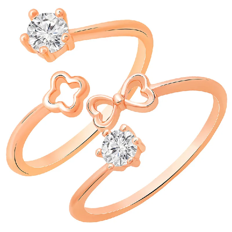 Personalized Stacking Ring-Darshana Jewels Rose Gold Plated Adjustable Combo Ring