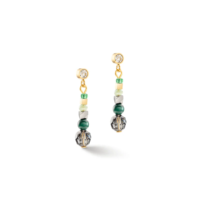 Beautiful Diamond Earrings-Coeur De Lion Amulet Gold and Green Earrings