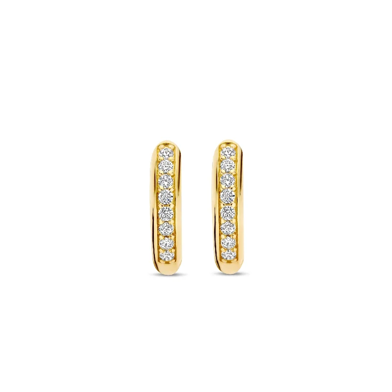 Edgy Silver Earrings-Ti Sento Gold Cubic Zirconia Huggie Hoop Earrings