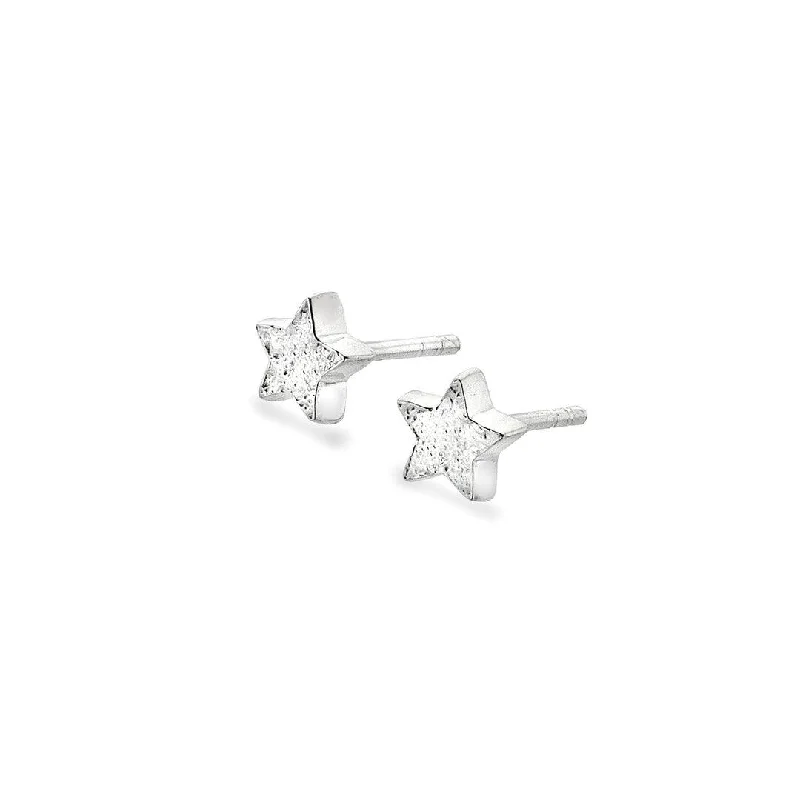 Pretty Pearl Earrings-Sea Gems Silver Star Stud Earrings