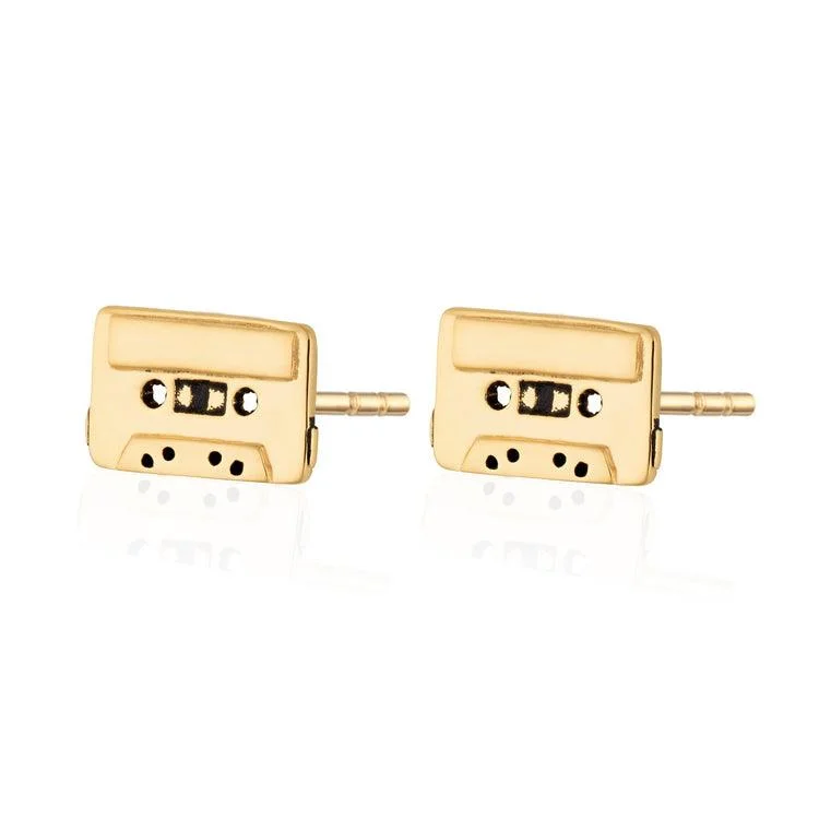 Gold and Pearl Earrings-Scream Pretty 18ct Gold Vermeil Sterling Silver Mix Tape Stud Earrings