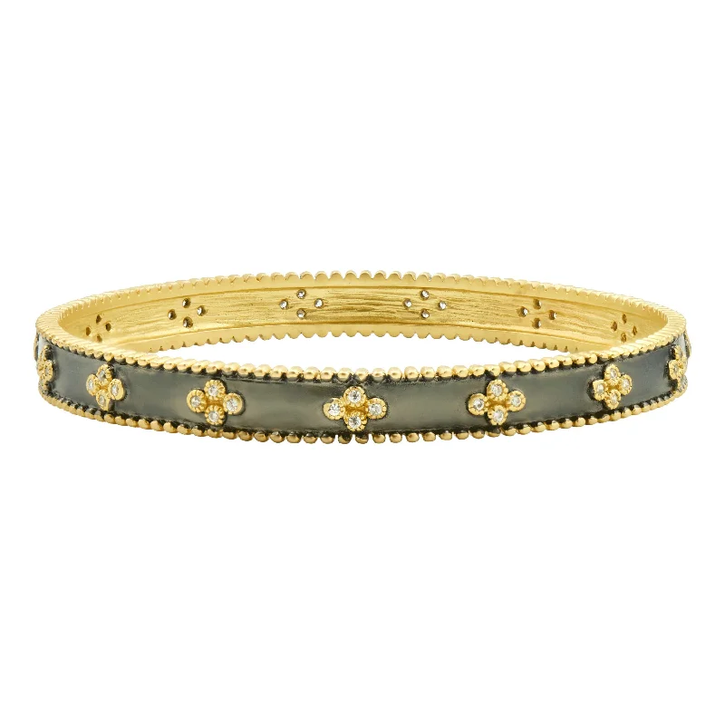 Gold and Diamond Bangles Set-A Clover Stackable Bangle