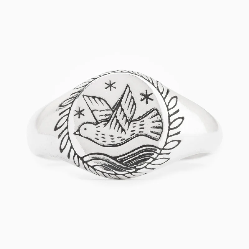 Titanium Wedding Band-At Sea Pinkie Signet