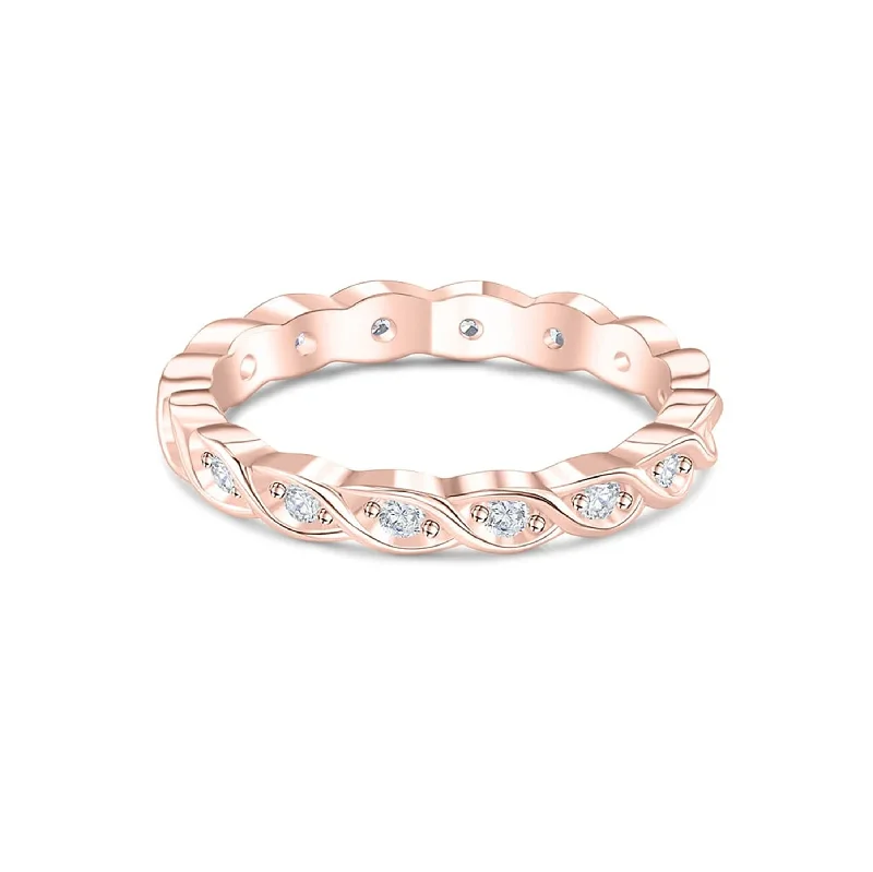 Classic Gold Ring with Diamonds-The Giselle - Rose Gold