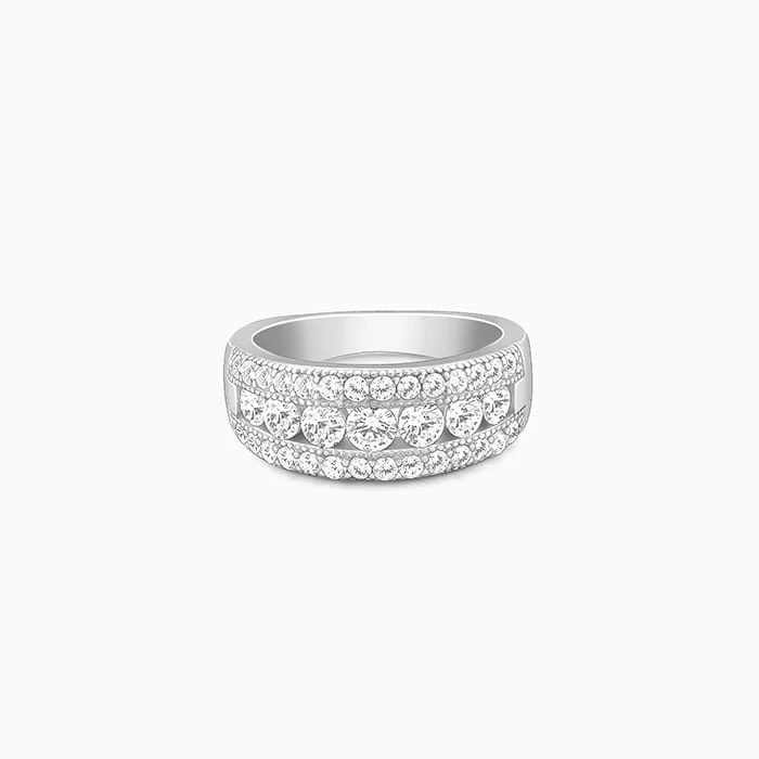 Birthstone Wedding Ring-Silver Trilinear Ring