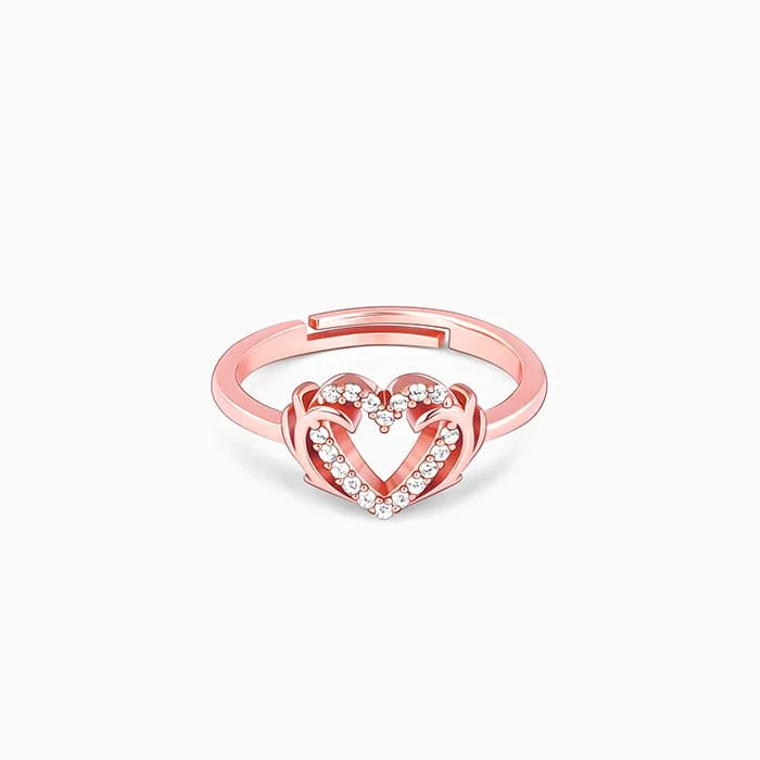 Black Diamond Ring-Rose Gold Intertwined In Love Ring