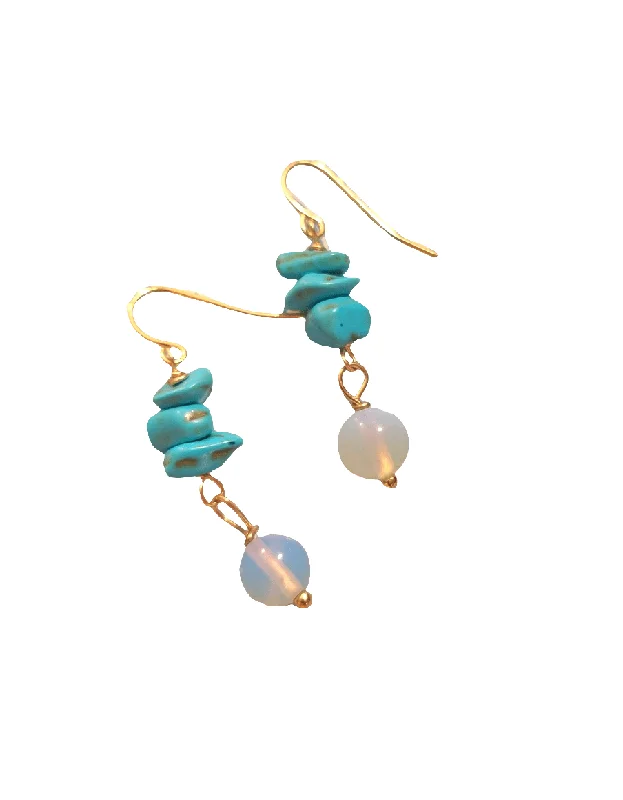 Celestial Star Earrings-Turquoise Opalite Drop Earrings