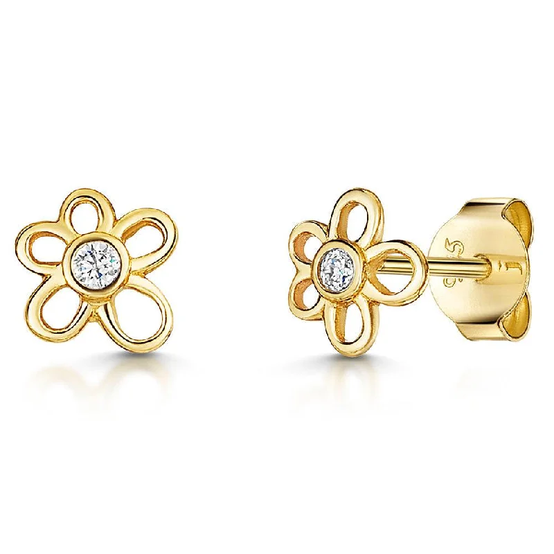 Minimalist Earrings for Everyday-Jools Gold Small Flower Outline Earrings