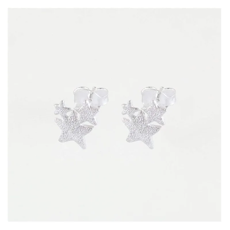 Handmade Gemstone Earrings-Kingsley Ryan Sterling Silver Star Stud Constellation Earrings