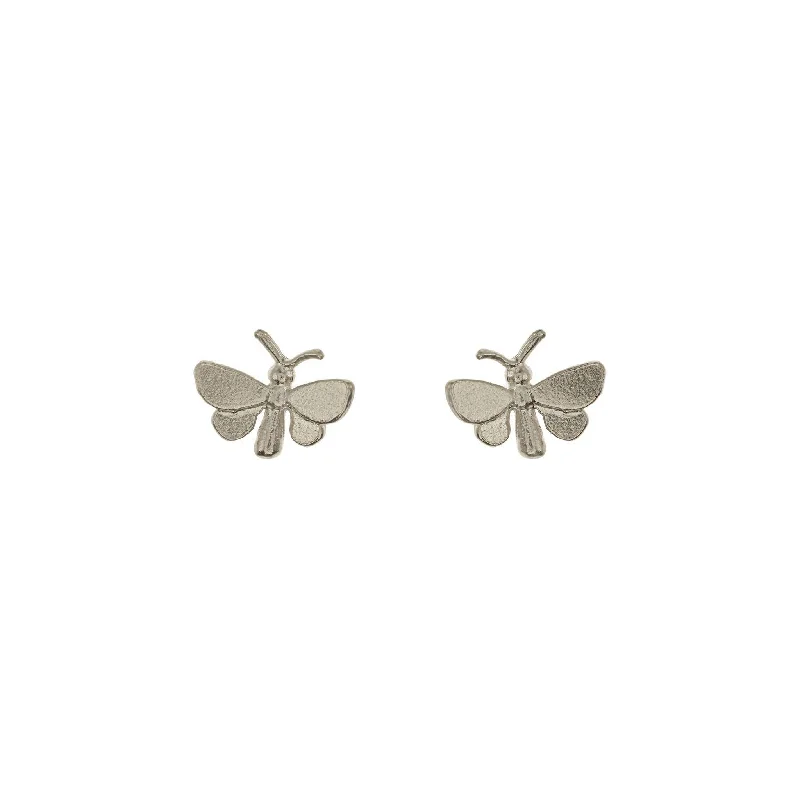 Casual Silver Earrings-Alex Monroe Butterfly Stud Earrings