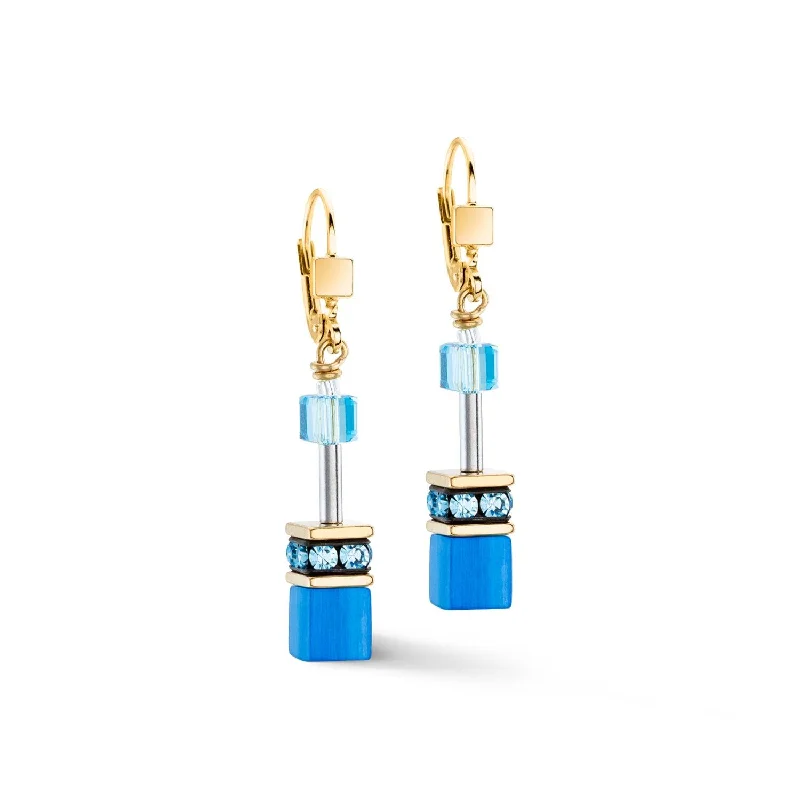 Moonstone Earrings-Coeur De Lion GeoCUBE® Iconic Mono Gold Turquoise Earrings