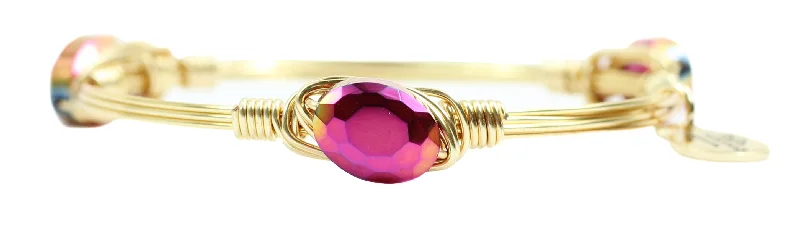 Stackable Silver Bangles-Kids' Magenta Iridescent Bangle