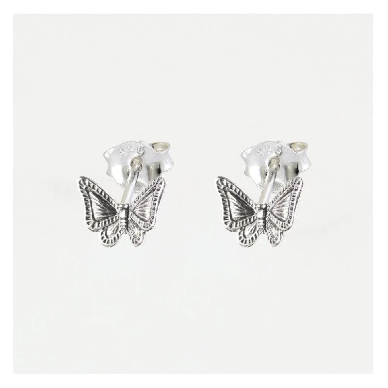 Boho Chic Earrings-Kingsley Ryan Sterling Silver Detail Butterfly Stud Earrings