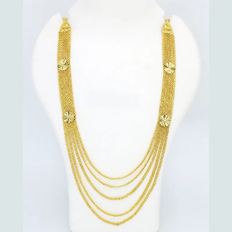 Heart Shaped Gold Necklace-Mahavir Forming Look Gold Plated Long Necklace