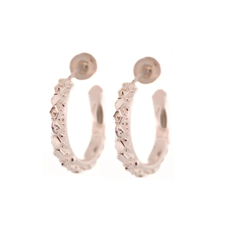 Rose Gold Drop Earrings-Dainty London Silver Hebe Hoop Earrings