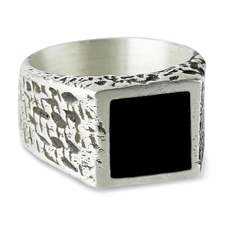 Stackable Silver Ring-Onyx Alchemist