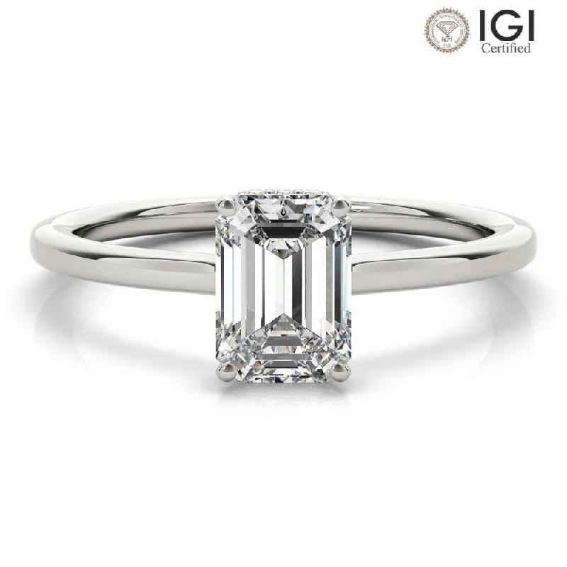 Stylish Gemstone Wedding Ring-Aimee Emerald Lab Grown Diamond Solitaire Engagement Ring IGI Certified