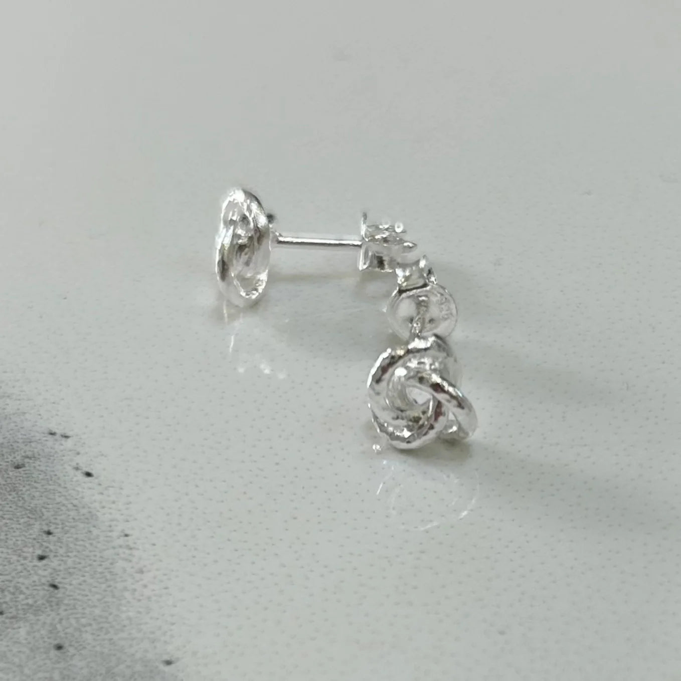 Sterling Silver Earrings-Sterling Silver Hammered Knot Stud Earrings