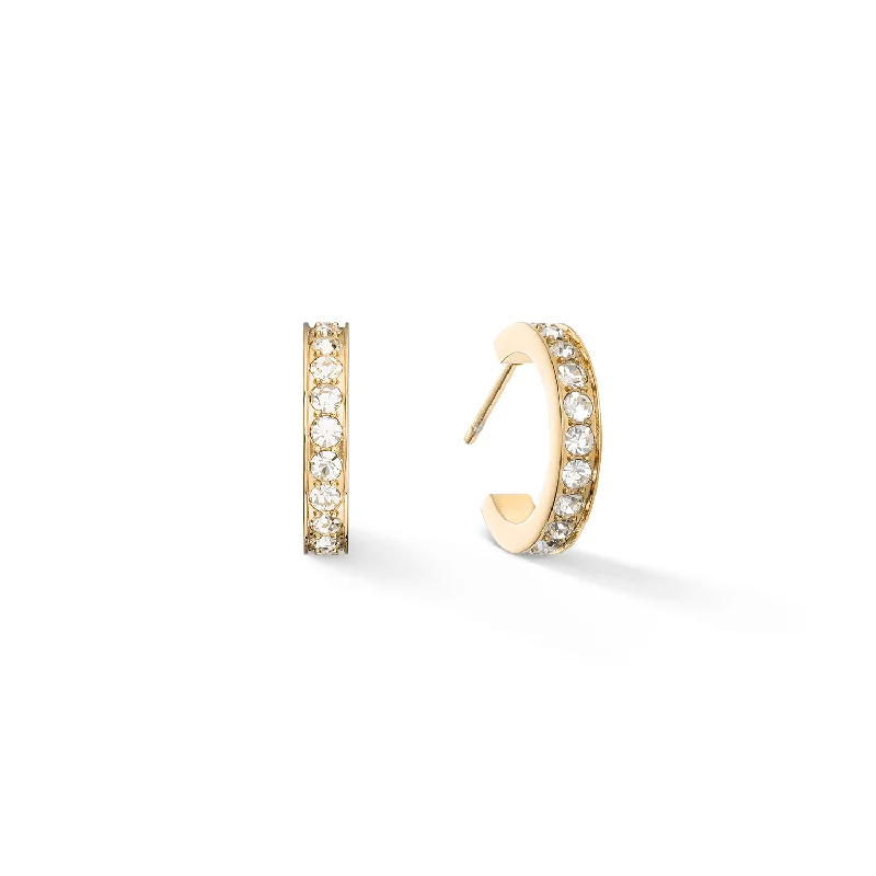 Zodiac Sign Earrings-Coeur De Lion Gold Crystal Hoop Earrings