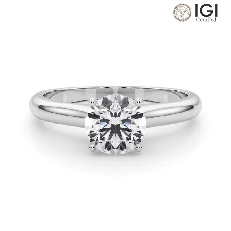 Colored Gemstone Ring-Isabella Round Lab Grown Diamond Solitaire Engagement Ring IGI Certified