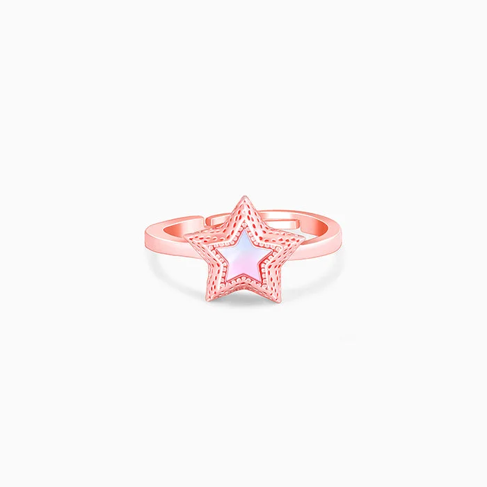 Wedding Engagement Ring Set-Rose Gold Radiating Star Ring