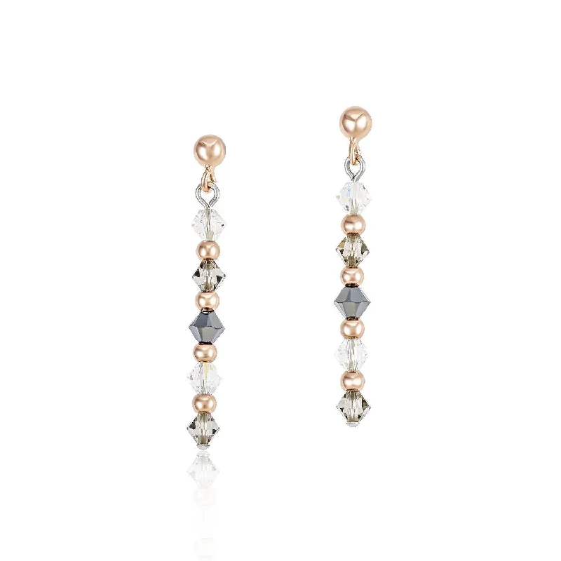 Wedding Party Earrings-Coeur De Lion Rose Gold & Grey Swarovski® Crystals Earrings