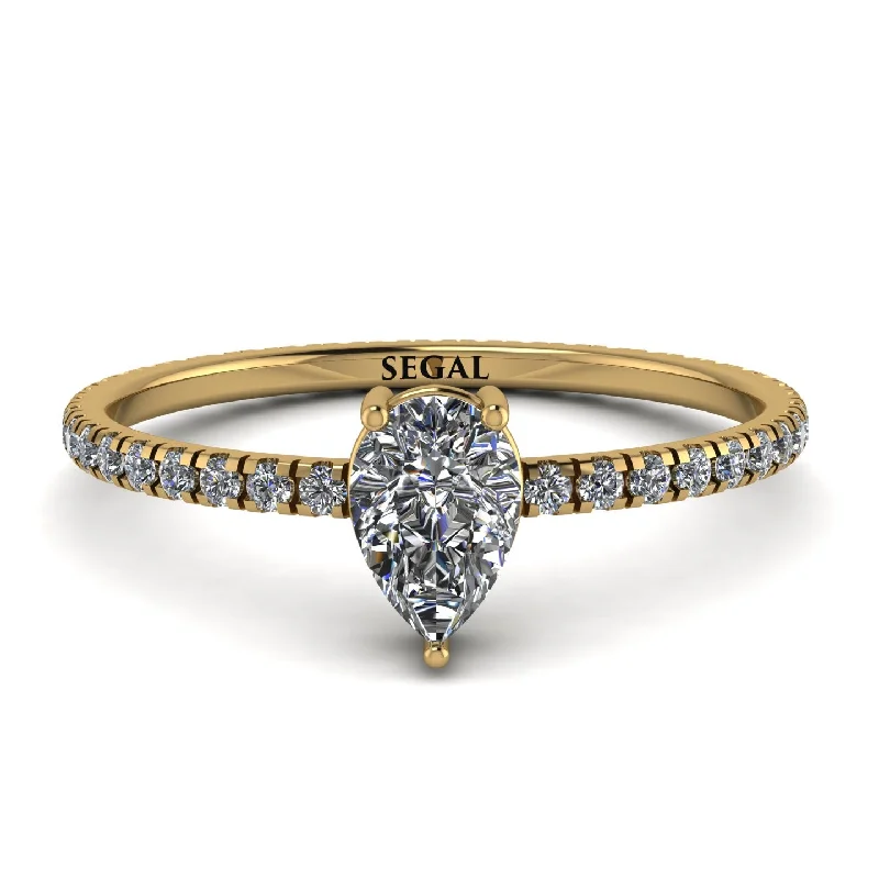 Simple Stacking Ring-Pear Moissanite Ring With Micro Pave - Taylor No. 1