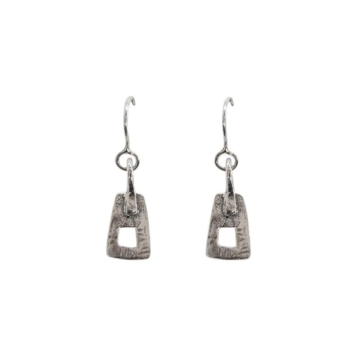 Silver Stud Earrings-Sterling Silver Spade Open Oxidised Drop Earrings