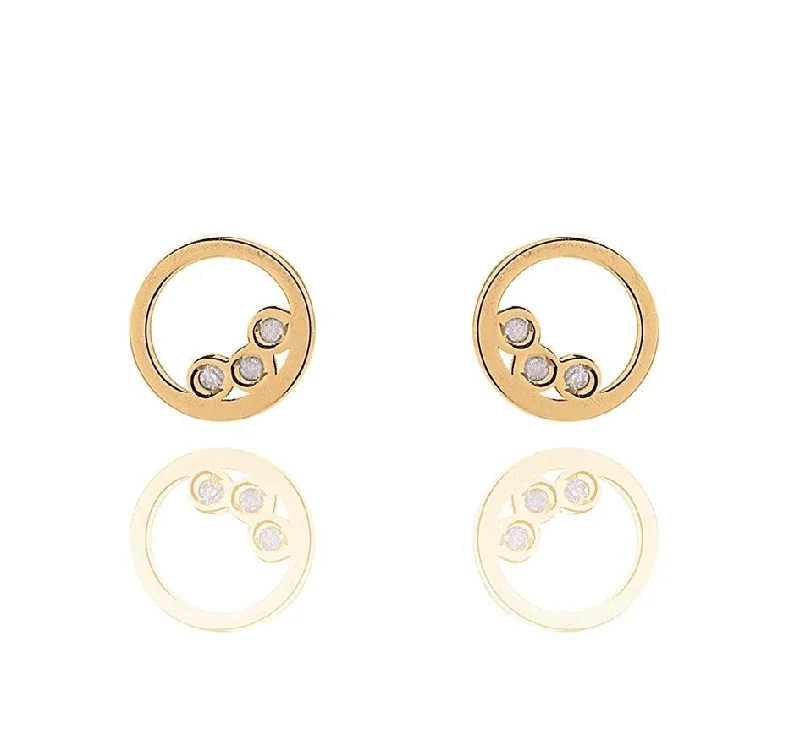 Luxury Stud Earrings-Unique & Co 9ct Gold Open Circle with Zirconia