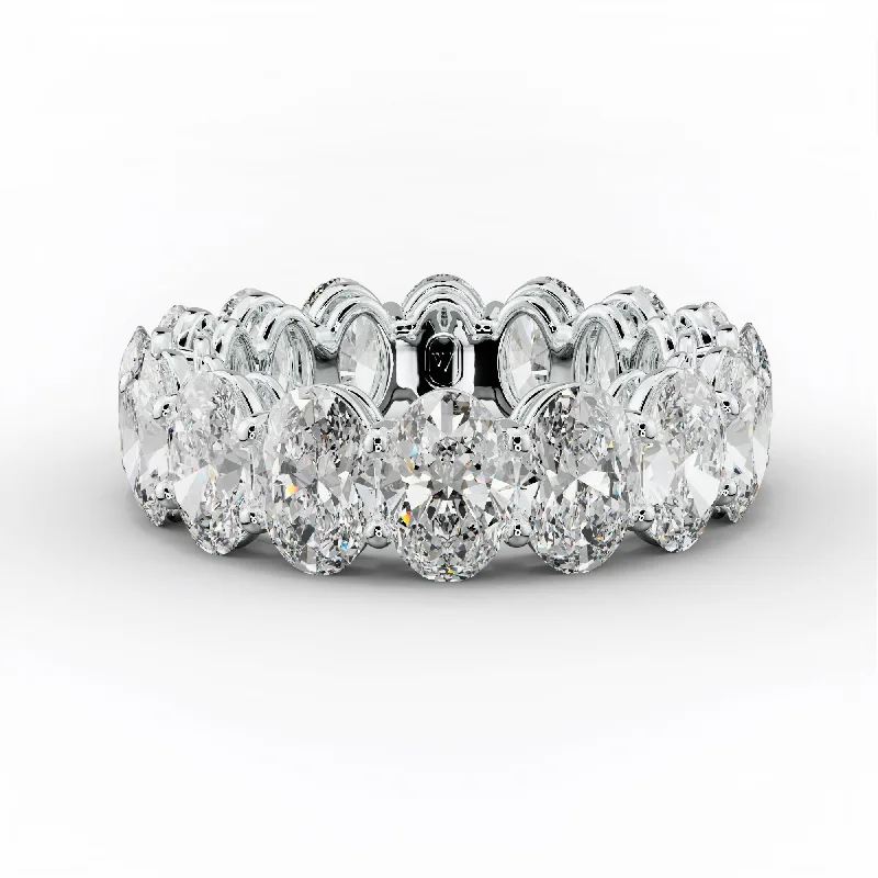 Gemstone Cocktail Ring-7.0 Carat Oval Cut Diamond Eternity Band Shared Prong