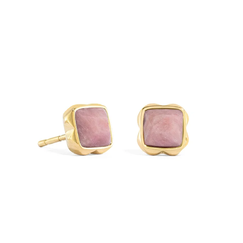 Diamond Drop Earrings-Coeur De Lion July Birthstone Gold Rhodochrosite Stud Earrings