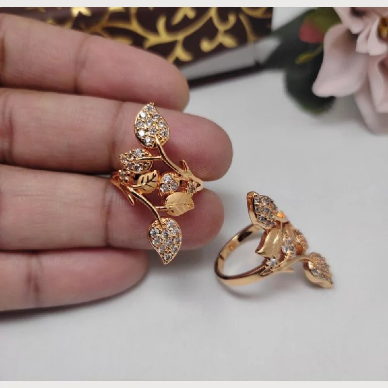 Classic Wedding Ring Set-Aamrapali Rose Gold Plated Austrian Stone Ring