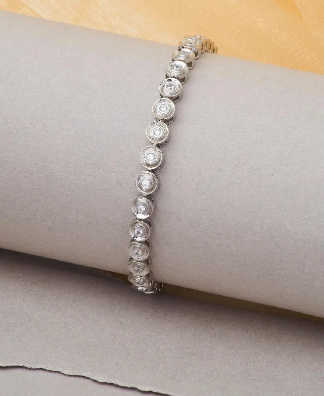 Adjustable Bracelet for Women-Fashionable Stone Studded Silver Bracelet