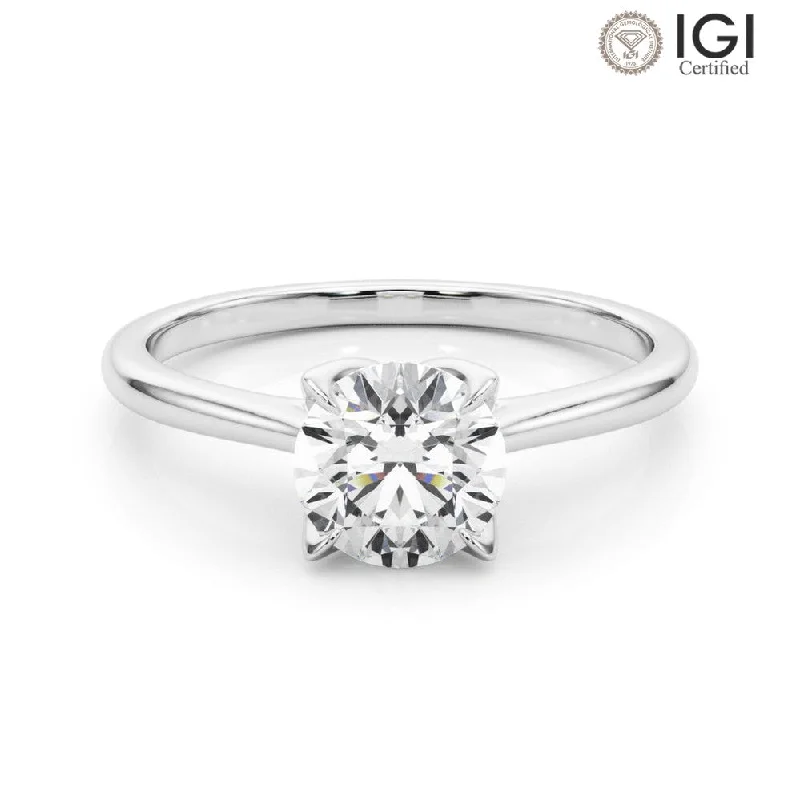 Custom Birthstone Ring-Flora Round  Lab Grown Diamond Solitaire Engagement Ring IGI Certified