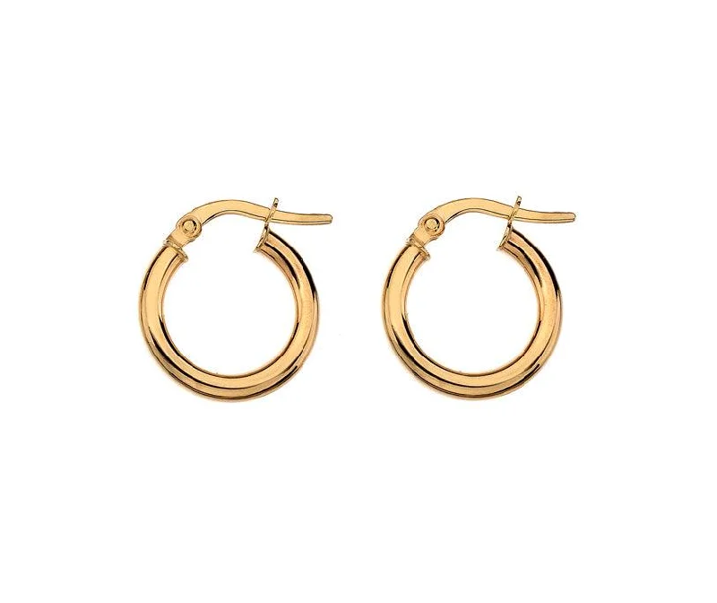 High-End Diamond Earrings-9ct 10mm Gold Hoop Earrings